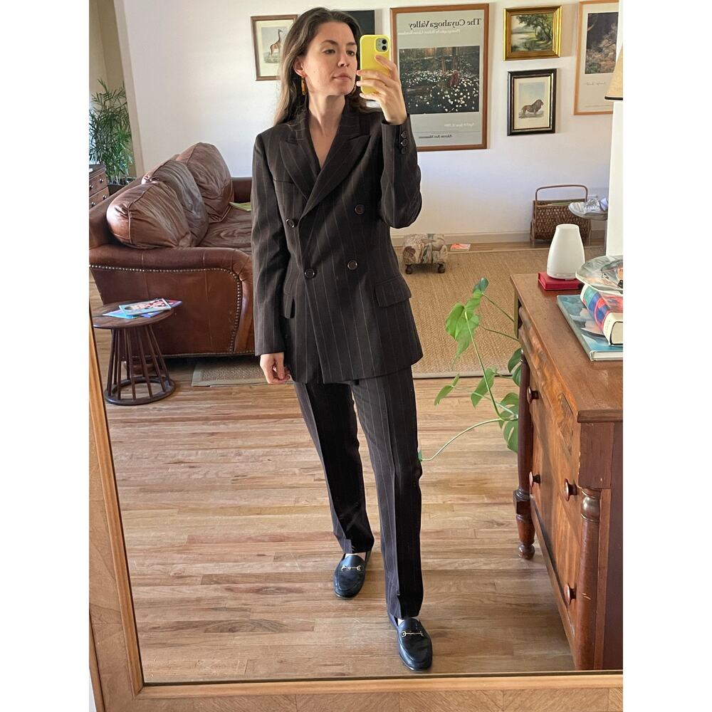 Dolce & Gabanna Vintage Brown Wool Pinstripe Suit